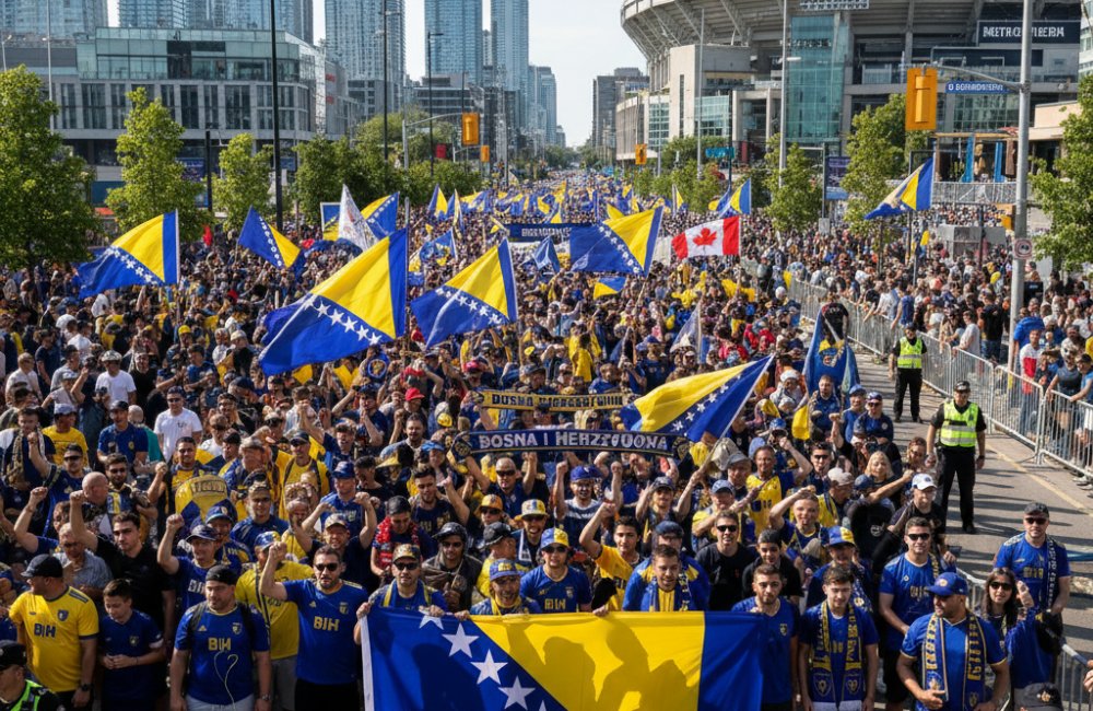 Bosna Hersek Taraftarları Kanada Maçı İçin Toronto Stadı'na Yürüdü!