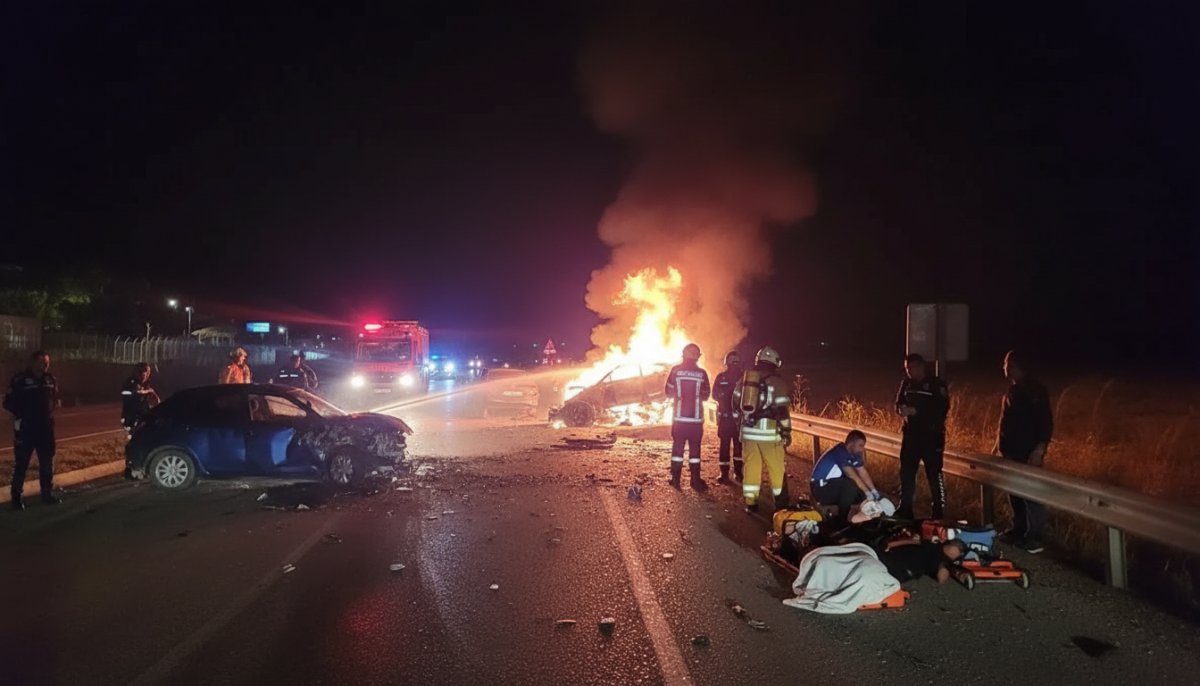 Kayseri'de korkunç kaza! Çarpışan araç alev aldı: 1 ölü, 5 yaralı