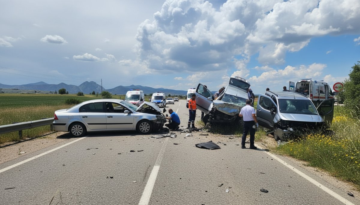 Isparta'da feci kaza: 2 otomobil kafa kafaya çarpıştı, 1 ölü 5 yaralı