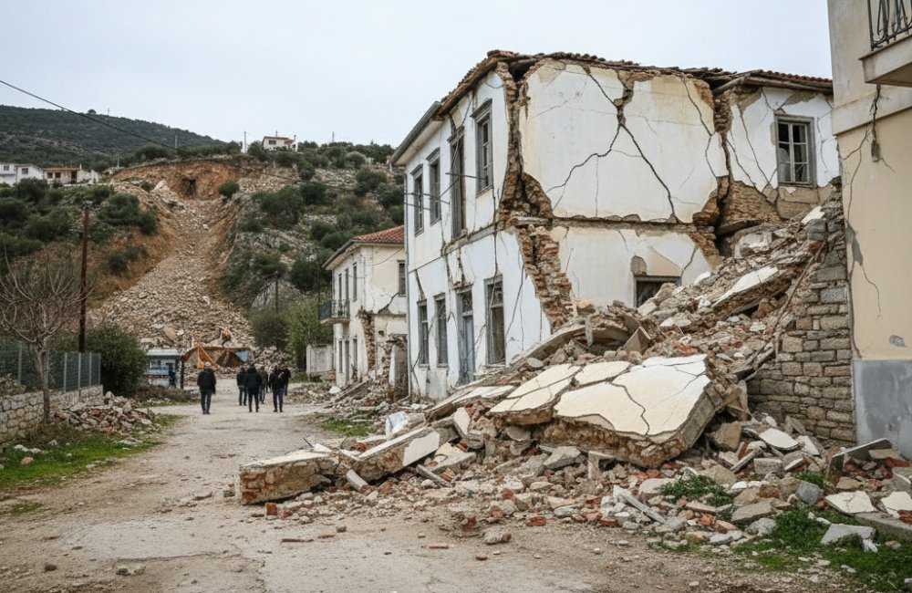 Yunanistan'da art arda depremler: Eğriboz Adası'nda birçok ev hasar gördü