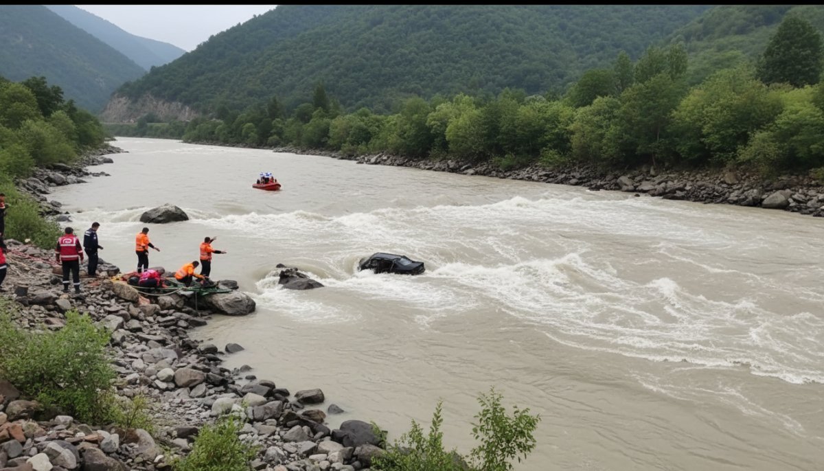 Artvin'de Otomobil Çoruh Nehri'ne Düştü: Baba ve Oğlu Kayıp