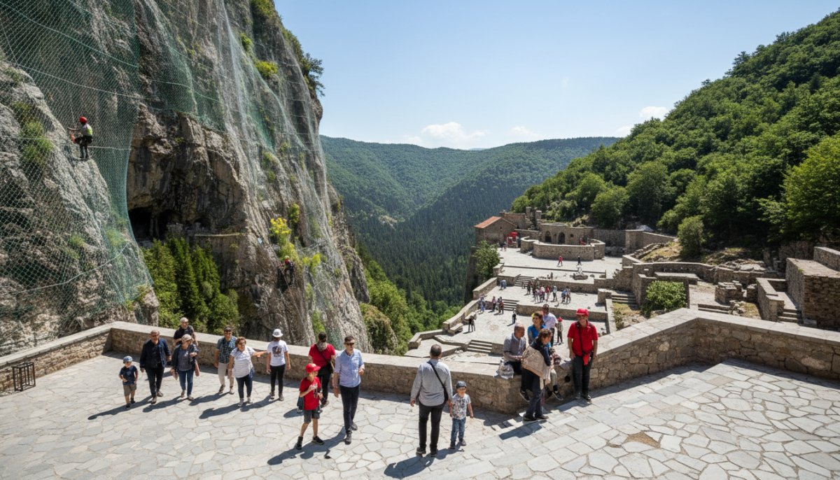 Sümela Manastırı Dev Kaya Temizliğiyle Yeniden Açıldı