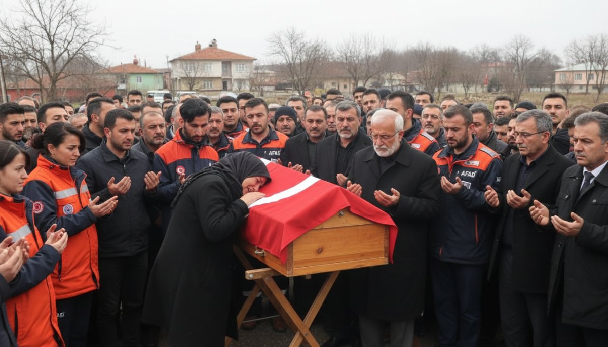 AFAD Personeli Ömer Faruk Özkan'a Veda: Eşi Tabuta Sarıldı, Babası Cenaze Namazını Kıldırdı