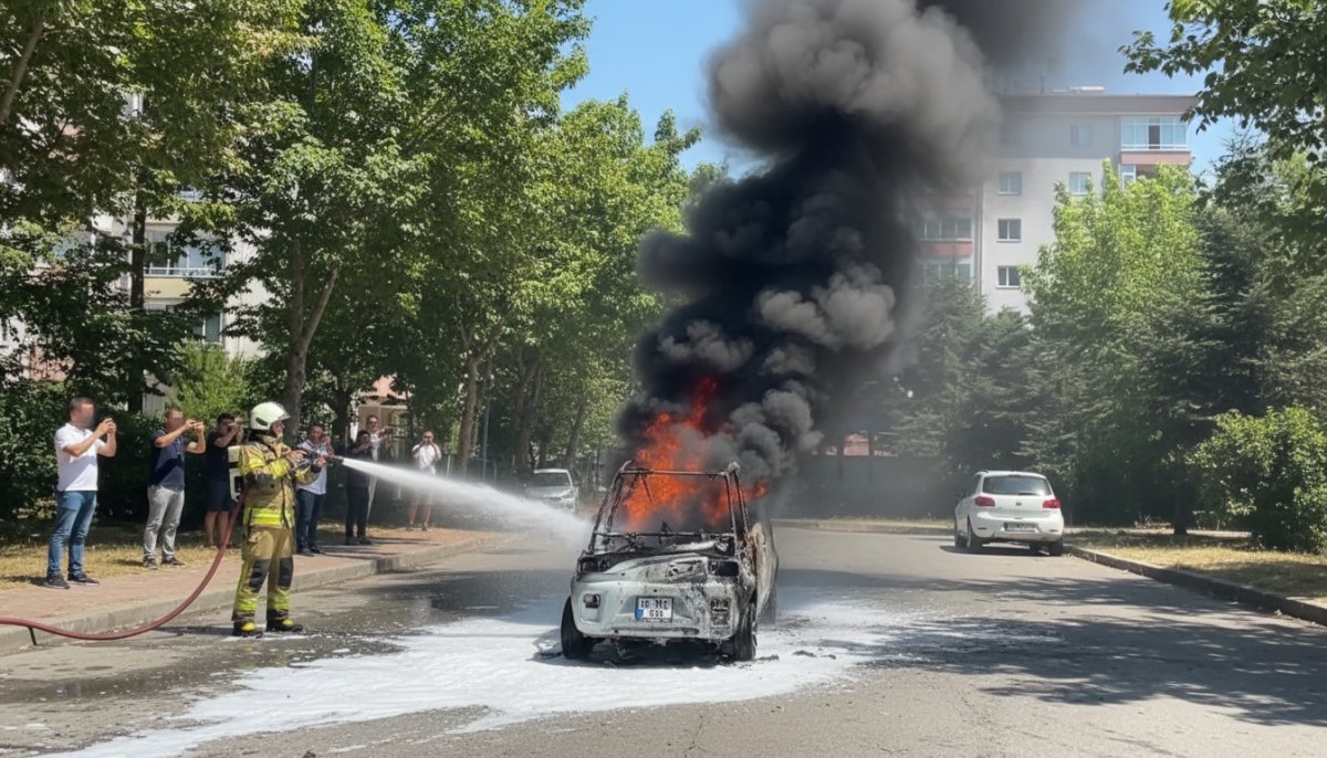 Beylikdüzü'nde Elektrikli Otomobil Alev Alev Yandı: Park Halindeyken Korkutan Yangın