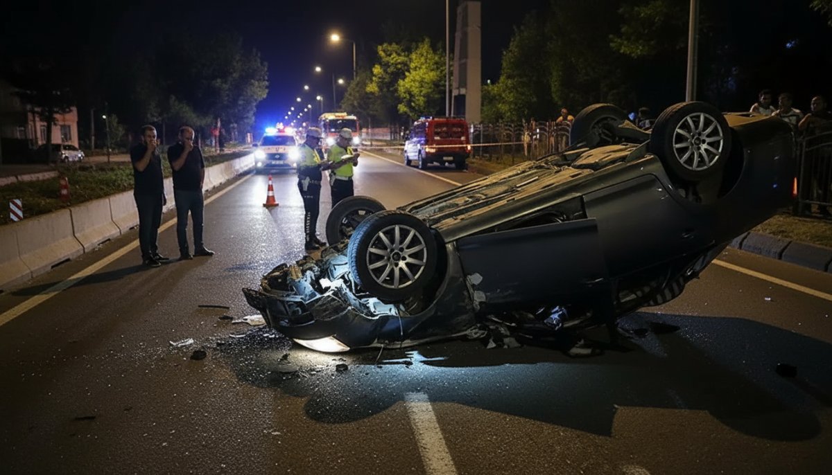 Bolu'da feci kaza: Taklalar atıp hurdaya dönen araçtan 2 kişi burunları kanamadan çıktı