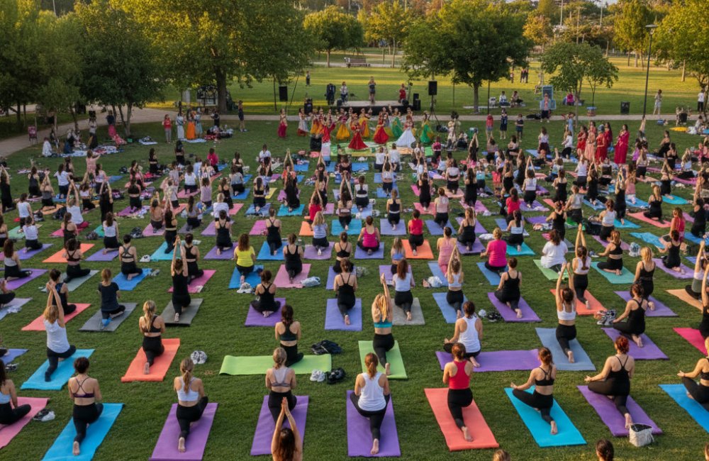Büyükçekmece'de Dünya Yoga Günü: Yüzlerce Kadın Parkta Yoga ve Meditasyonla Stres Attı