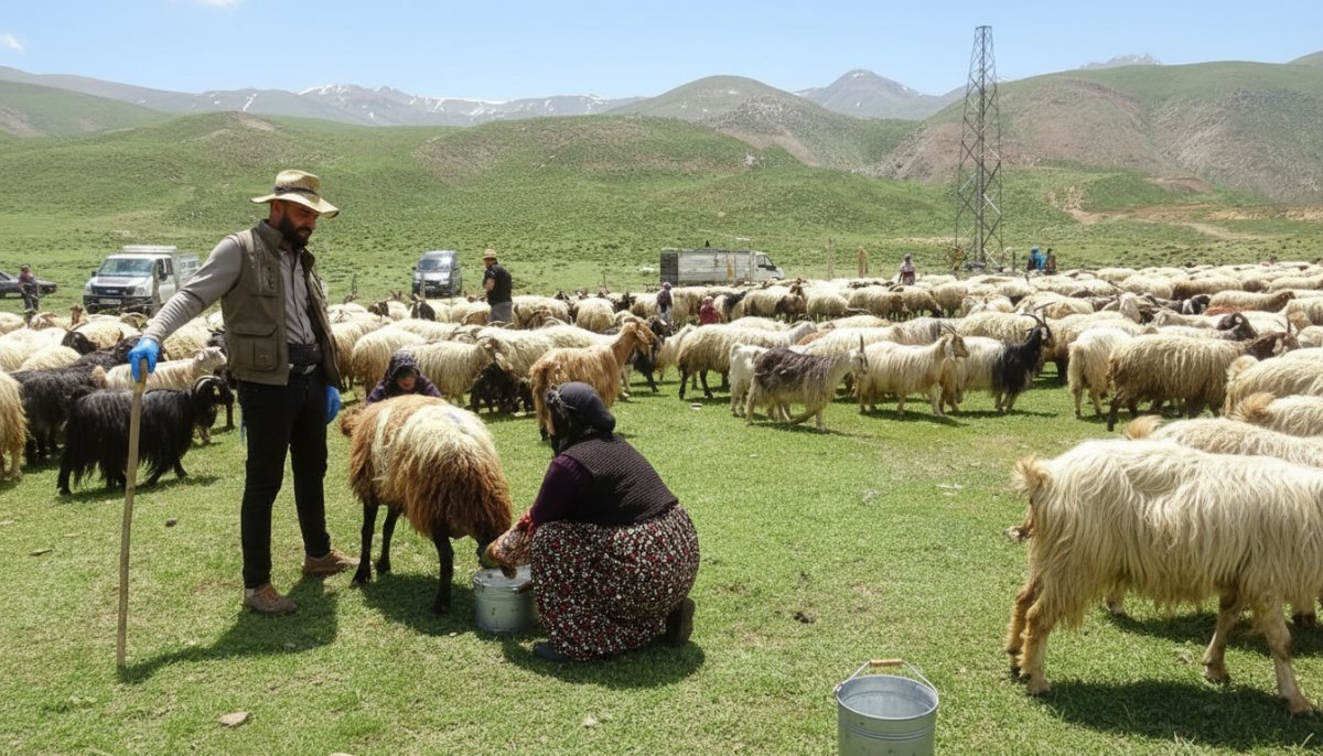 Yüksekova'da Berivanların Zorlu Yayla Mesaisi Başladı