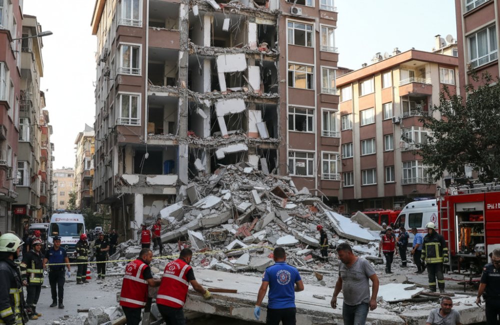 Küçükçekmece'de yıkım faciası: Bina çöktü, 3 işçi yaralandı
