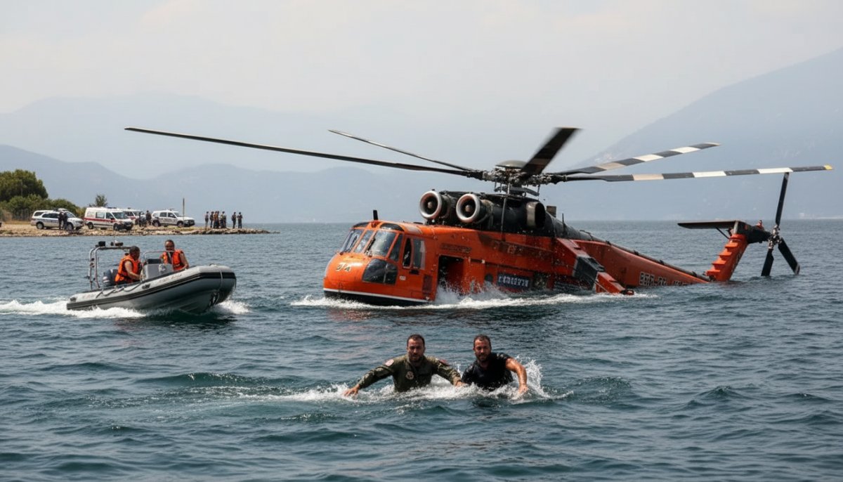 Yunanistan'da Yangın Söndürme Helikopteri Göle Çakıldı