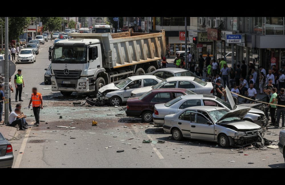 Elazığ'da Freni Patlayan Kamyon Felaket Saçtı: 10 Araç Birbirine Girdi, 5 Yaralı!