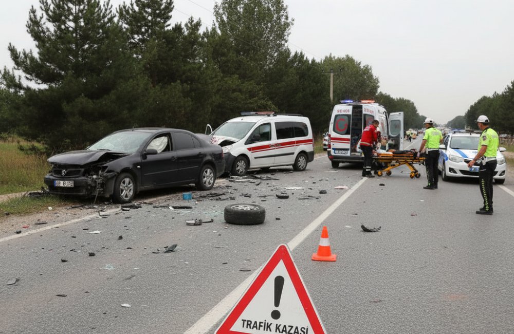 Samsun'un Çarşamba ilçesinde iki otomobil çarpıştı: 3 kişi yaralandı