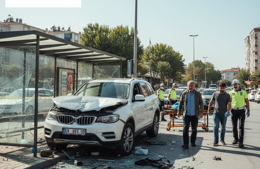 Büyükçekmece'de Ehliyetsiz Sürücü Durağa Daldı: 1 Ağır Yaralı