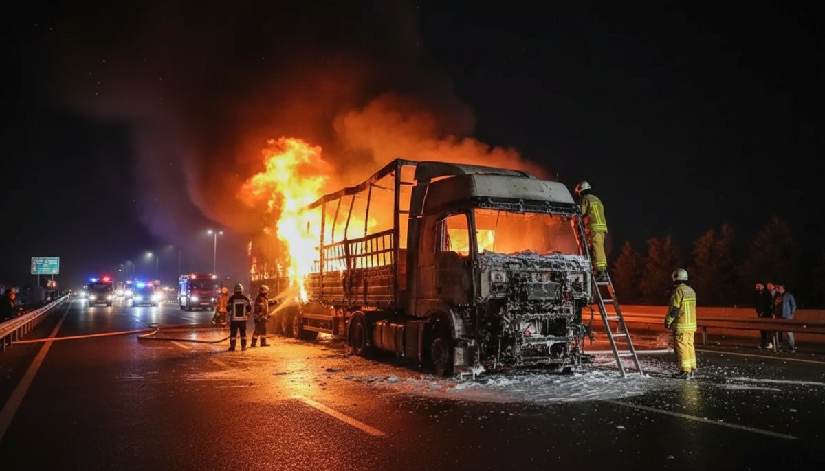 Esenyurt'ta TIR alev topuna döndü! Korkutan yangın anları kamerada