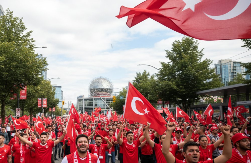 Türk taraftarlar, Vancouver sokaklarında maç saatini heyecanla bekliyor