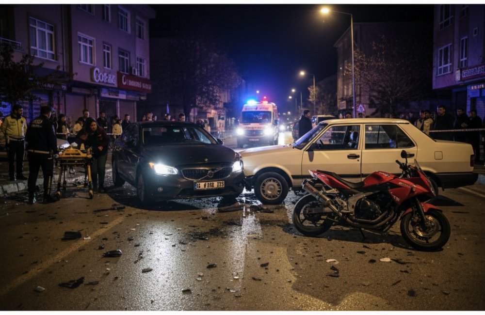 Eskişehir'de Araç Parktaki Motosiklet ve Arabaya Çarptı