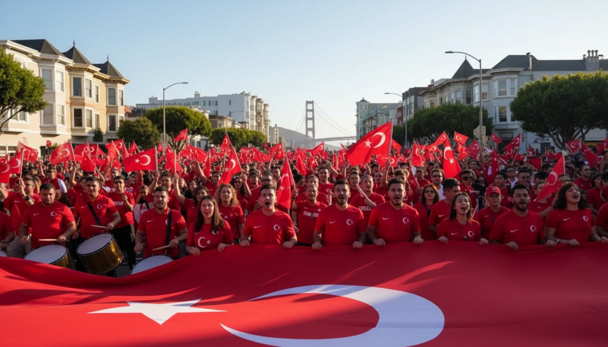 San Francisco Sokaklarında Türk Coşkusu: Ay-Yıldızlı Taraftarlar Marşlarla Maçı Bekliyor