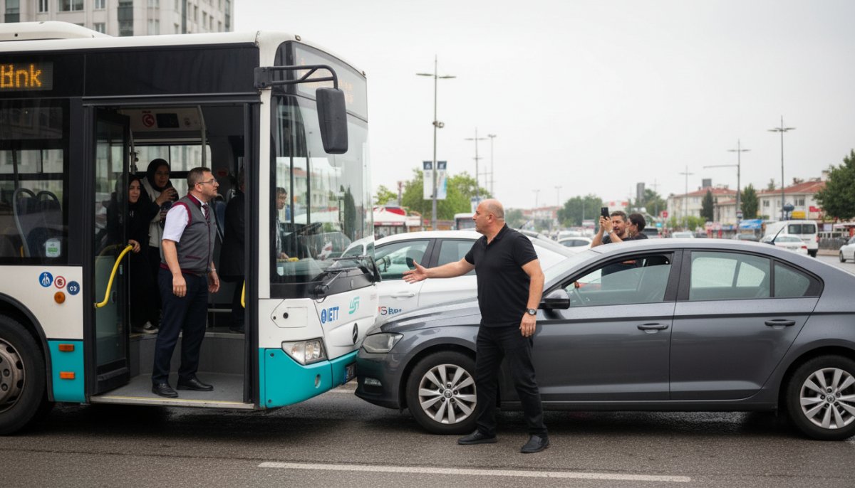 Esenyurt'ta akılalmaz olay! Küfür ederek İETT otobüsünün önünü kesen sürücüye şoförden şaşırtan cevap