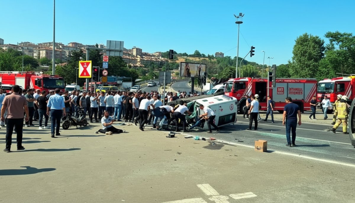 Kağıthane'de ambulans ile motosiklet kavşakta çarpıştı: 4 yaralı