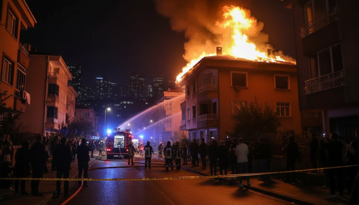 Esenyurt'ta 4 katlı binanın çatısında yangın paniği