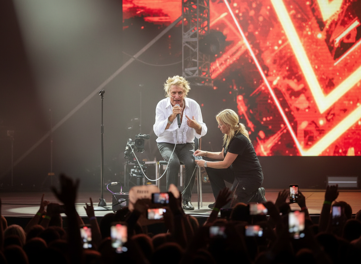 Rod Stewart Oksijen Desteğiyle Konserine Devam Etti