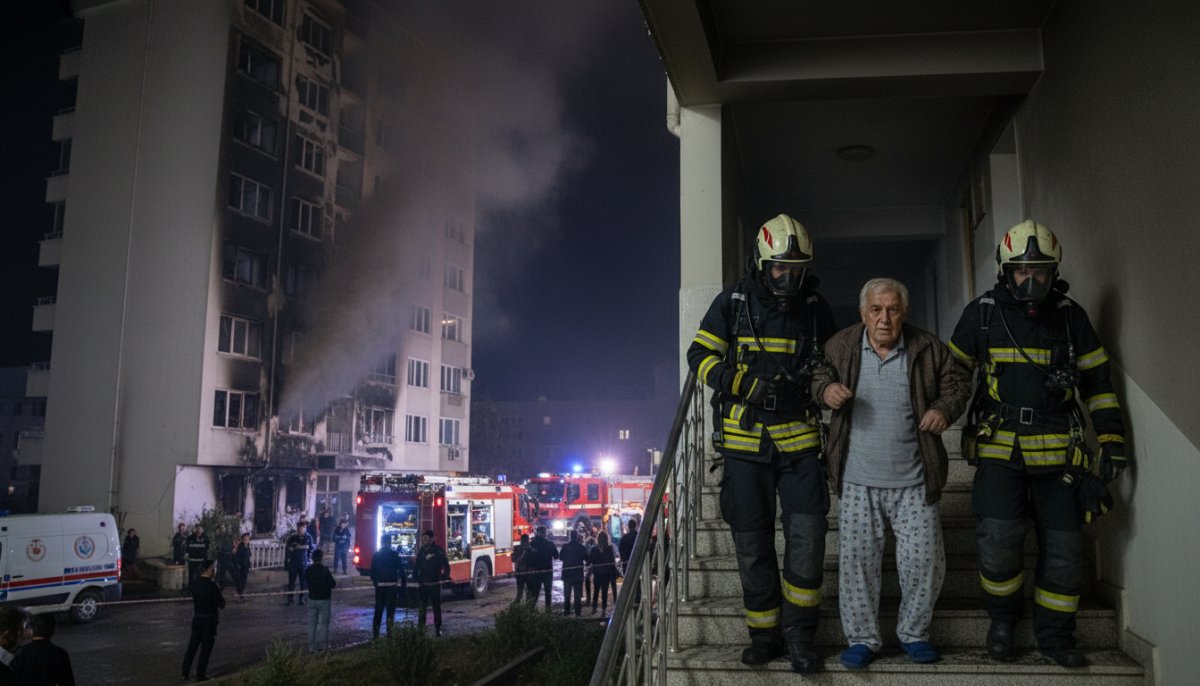 Kayseri'de 12 Katlı Binada Yangın: Yaşlı Çift Kurtarıldı