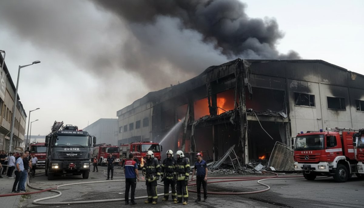Konya'da yatak fabrikasında korkutan yangın! 1 itfaiye eri yaralandı