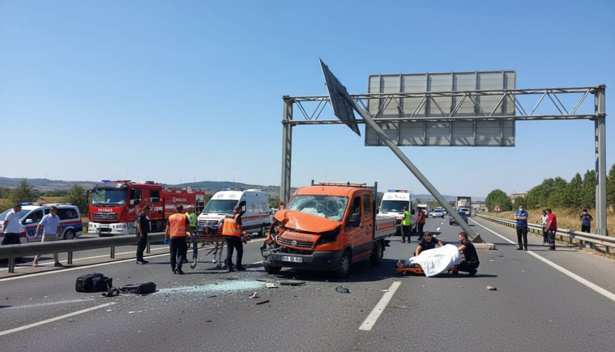 Kocaeli Kartepe'de Panelvan Yol Tabelasına Çarptı: 1 Ölü, 2 Yaralı