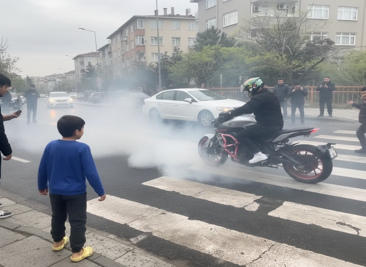 Kağıthane'de Trafikte Dehşet: Düğün Konvoyunda Motosikletiyle Patinaj Çeken Sürücüye 136 Bin Lira Ceza