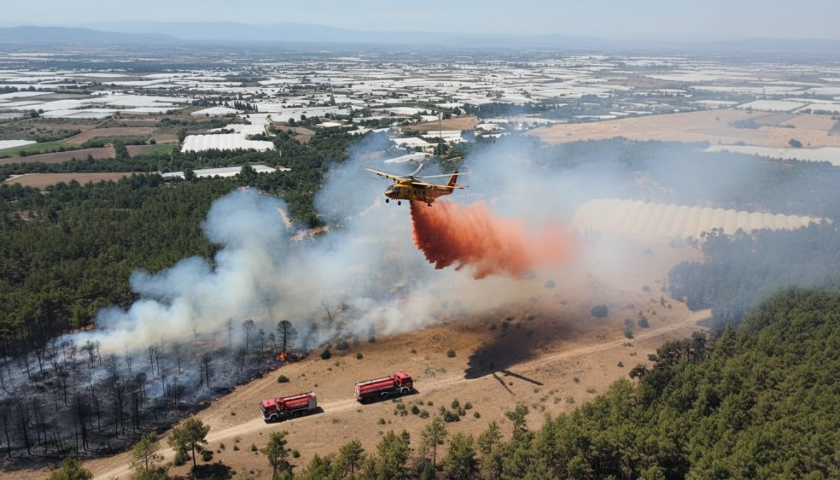 Antalya Aksu'da Orman Yangınına Havadan ve Karadan Müdahale