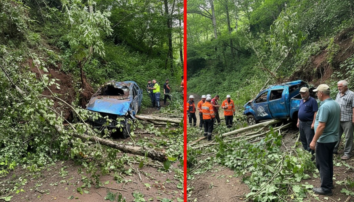 Rize'de feci kaza: Uçuruma yuvarlanan kamyonette karı koca hayatını kaybetti