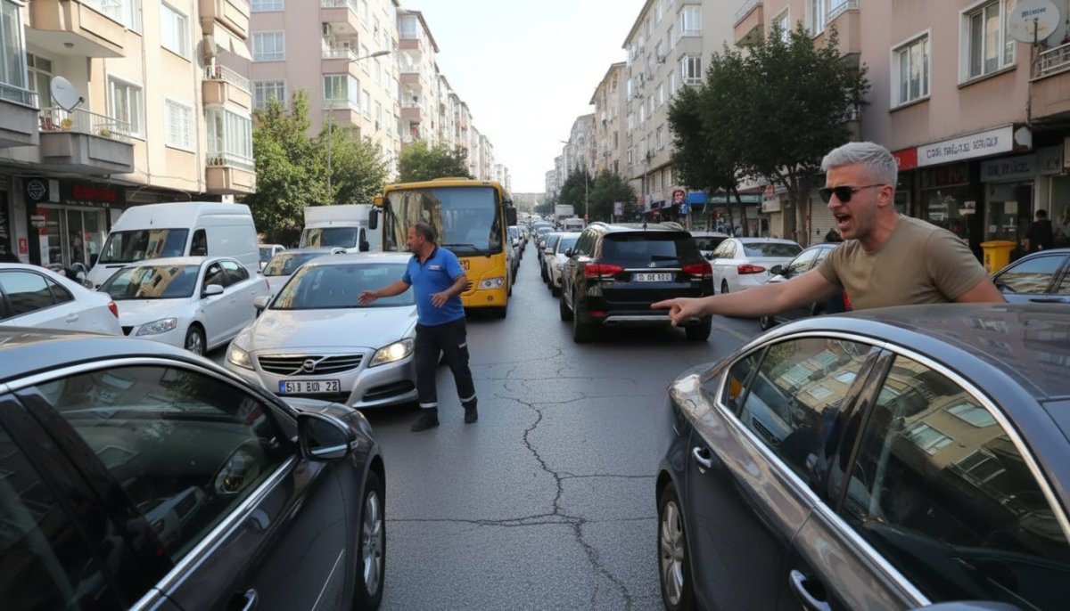 Ümraniye'de Servis Şoförüne Saldıran Trafik Magandası Kamerada