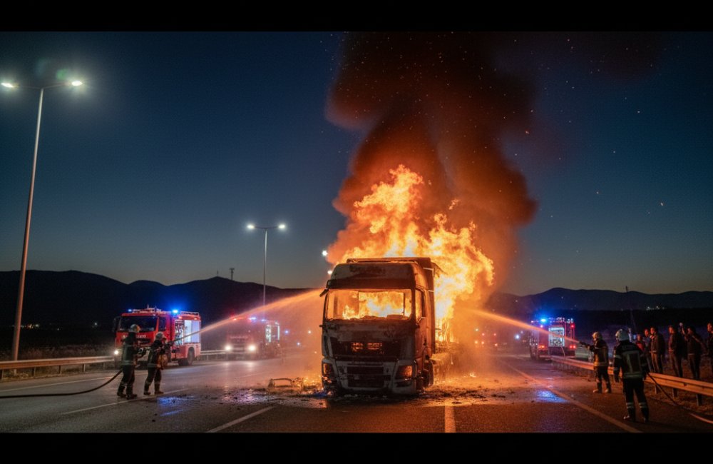 Hatay'da Seyir Halindeki TIR Yandı