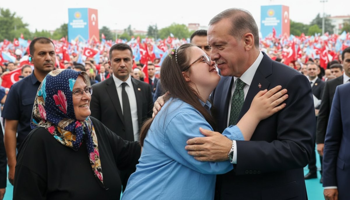 Down sendromlu Havva, Cumhurbaşkanı Erdoğan'a sarılıp dolmaya davet etti: 'Onu çok seviyorum'