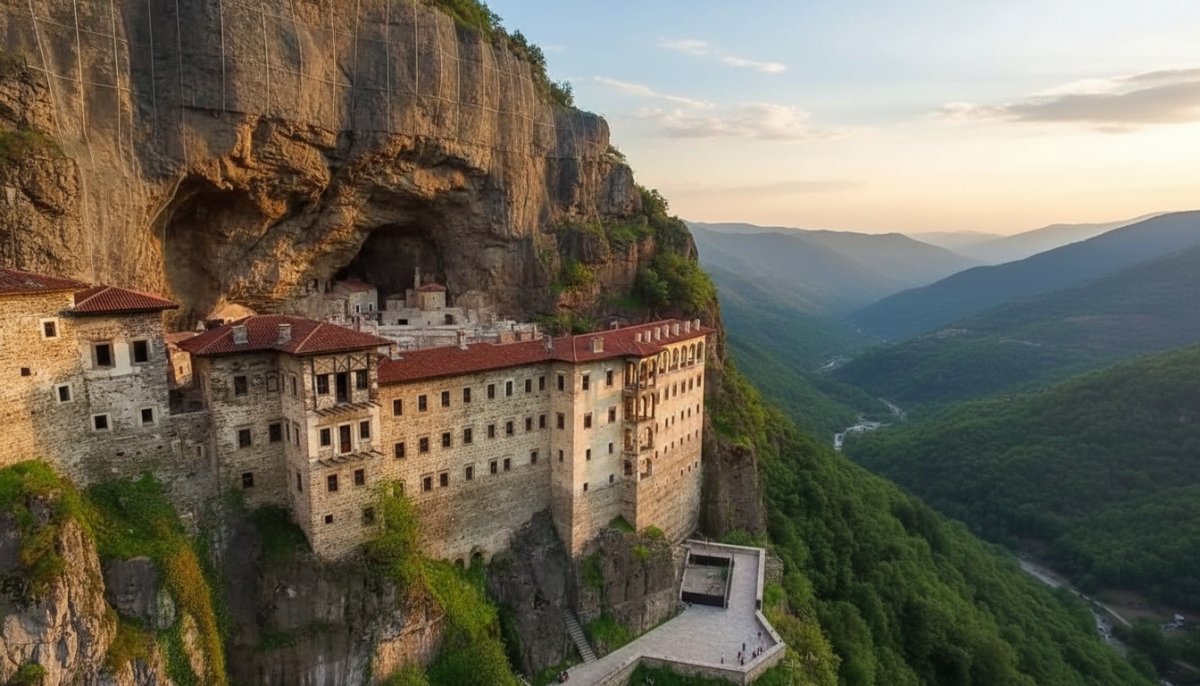 Sümela Manastırı'nda Kaya Temizliği ve Güvenlik Çalışmaları Tamamlandı