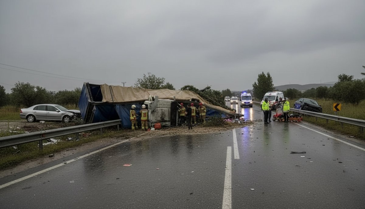 Kula'da Kaygan Yolda Zincirleme Kaza: 2 Ölü, 4 Yaralı