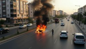 Diyarbakır'da Korkutan Araç Yangını! Seyir Halindeki Motosiklet Alev Topuna Döndü