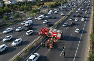D-100 Karayolu'nda İtfaiye Aracı Devrildi, 3 Yaralı