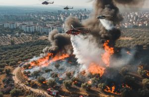 Aydın Nazilli'de Zeytinlik Yangını: 4 Helikopterle Müdahale